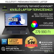 Dell Precision 5540 4K Laptop + Nvidia / i7-9750H / 32GB RAM / 1TB SSD / Érintőképernyős 