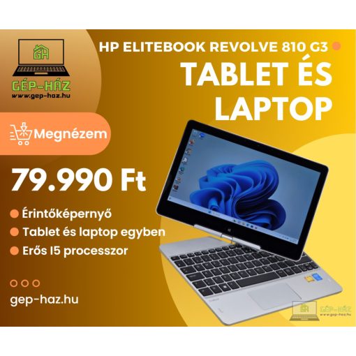 HP EliteBook Revolve 810 G3 érintőképernyős laptop - tablet