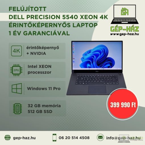 Dell Precision 5540 Xeon 4K érintőképernyős + Nvidia