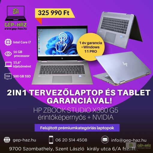 HP Zbook Studio X360 G5 érintőképernyős laptop tablet + Nvidia