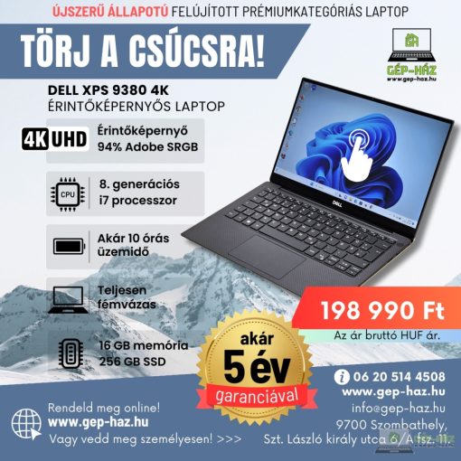 Dell XPS 9380 4K Érintőképernyős